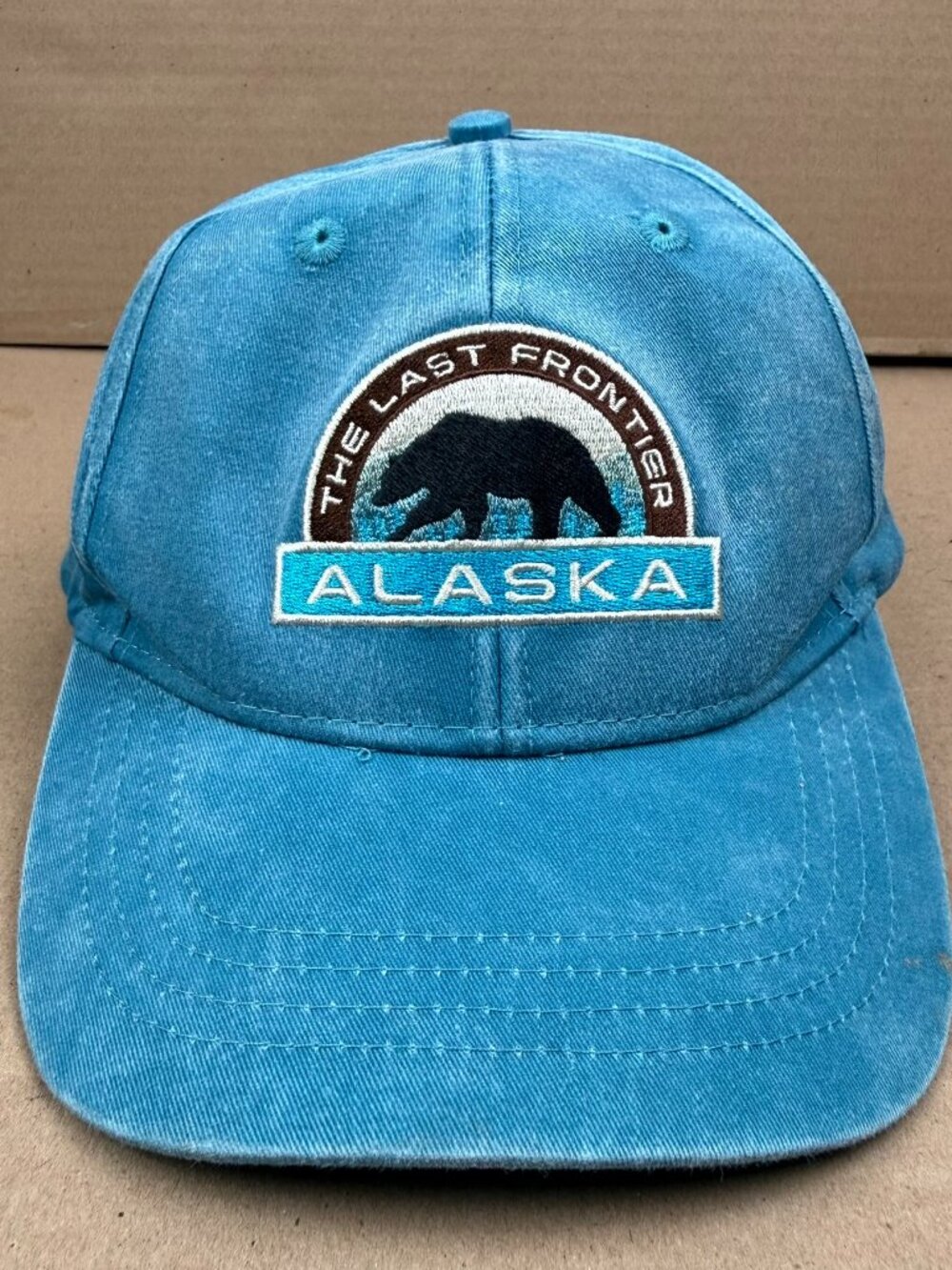 Unisex Alaska Outpost The Last Frontier Bear Embroidered Blue Snapback Hat